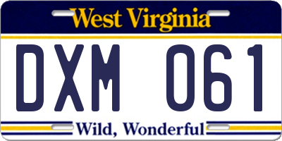 WV license plate DXM061
