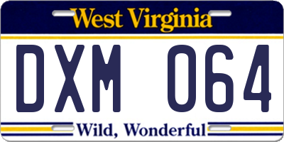 WV license plate DXM064