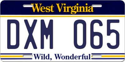 WV license plate DXM065