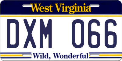 WV license plate DXM066