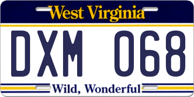 WV license plate DXM068