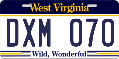 WV license plate DXM070