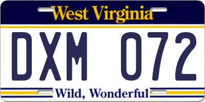 WV license plate DXM072