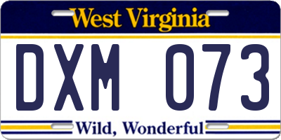 WV license plate DXM073
