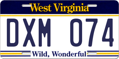 WV license plate DXM074