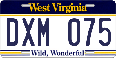 WV license plate DXM075