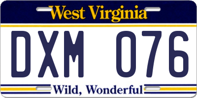 WV license plate DXM076