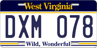 WV license plate DXM078