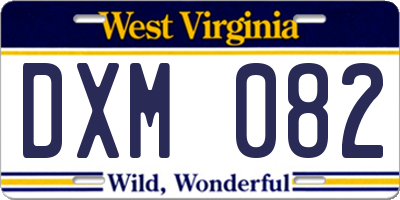 WV license plate DXM082