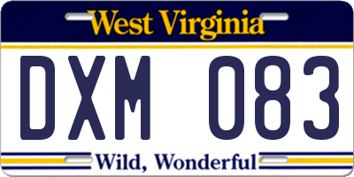 WV license plate DXM083