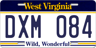WV license plate DXM084