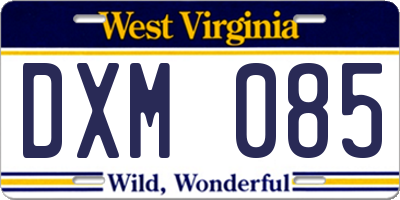 WV license plate DXM085