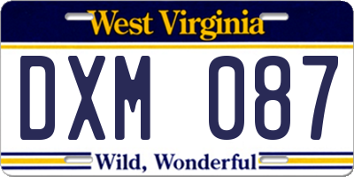 WV license plate DXM087