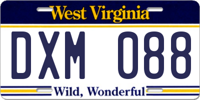 WV license plate DXM088