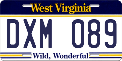 WV license plate DXM089
