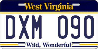 WV license plate DXM090