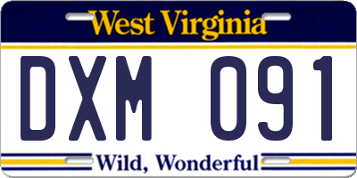WV license plate DXM091