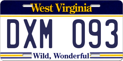 WV license plate DXM093