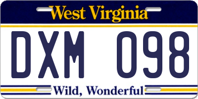 WV license plate DXM098