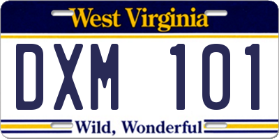 WV license plate DXM101