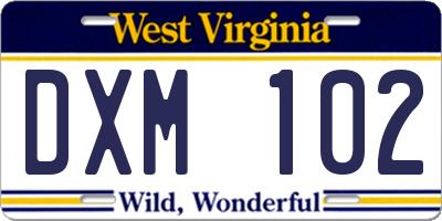 WV license plate DXM102