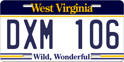 WV license plate DXM106