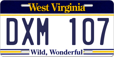 WV license plate DXM107