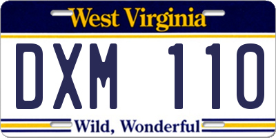 WV license plate DXM110