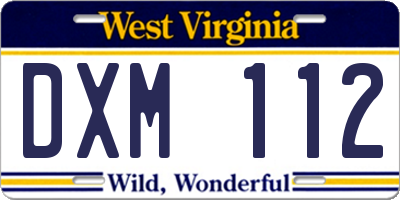 WV license plate DXM112