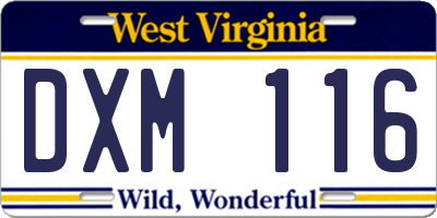 WV license plate DXM116