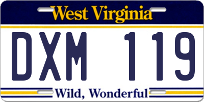 WV license plate DXM119