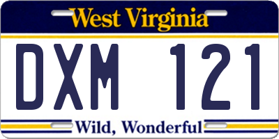 WV license plate DXM121