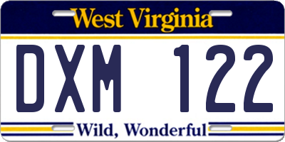WV license plate DXM122