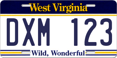 WV license plate DXM123