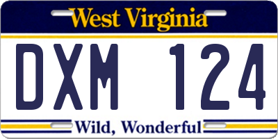 WV license plate DXM124