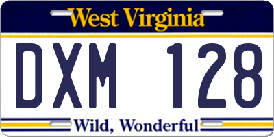 WV license plate DXM128