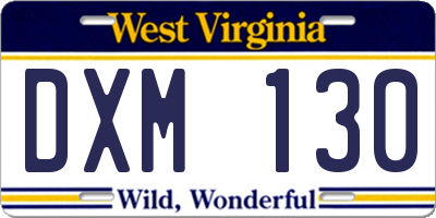 WV license plate DXM130