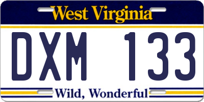 WV license plate DXM133