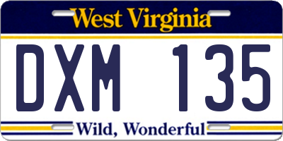 WV license plate DXM135
