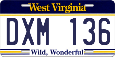 WV license plate DXM136