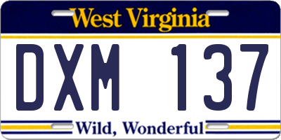 WV license plate DXM137