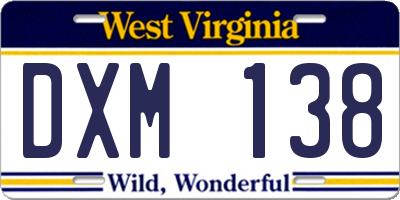 WV license plate DXM138