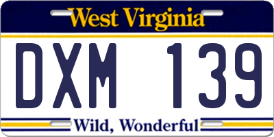 WV license plate DXM139