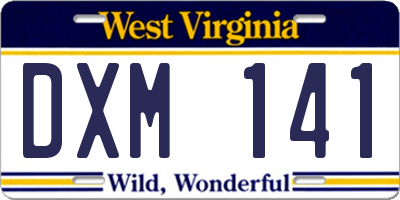 WV license plate DXM141