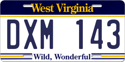 WV license plate DXM143