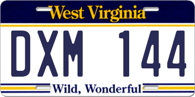 WV license plate DXM144