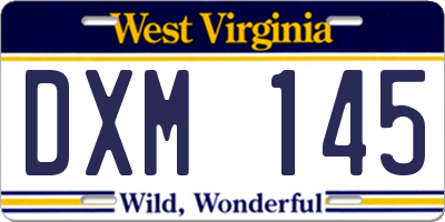 WV license plate DXM145