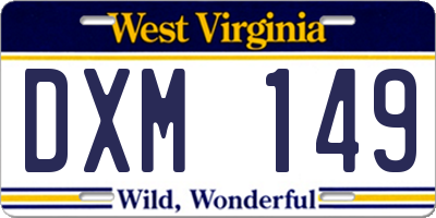 WV license plate DXM149