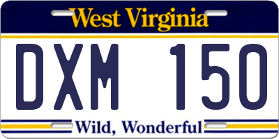 WV license plate DXM150