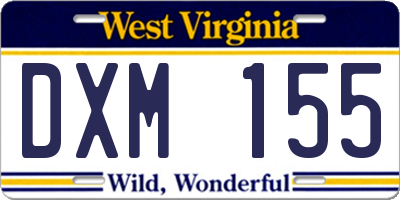WV license plate DXM155